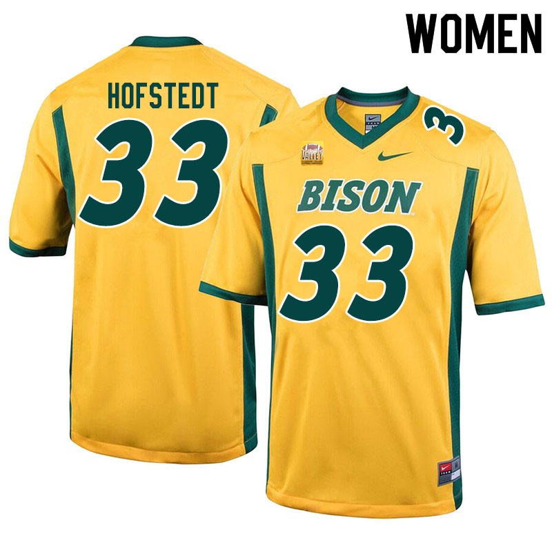 Women #33 Logan Hofstedt North Dakota State Bison College Football Jerseys Sale-Yellow - Click Image to Close